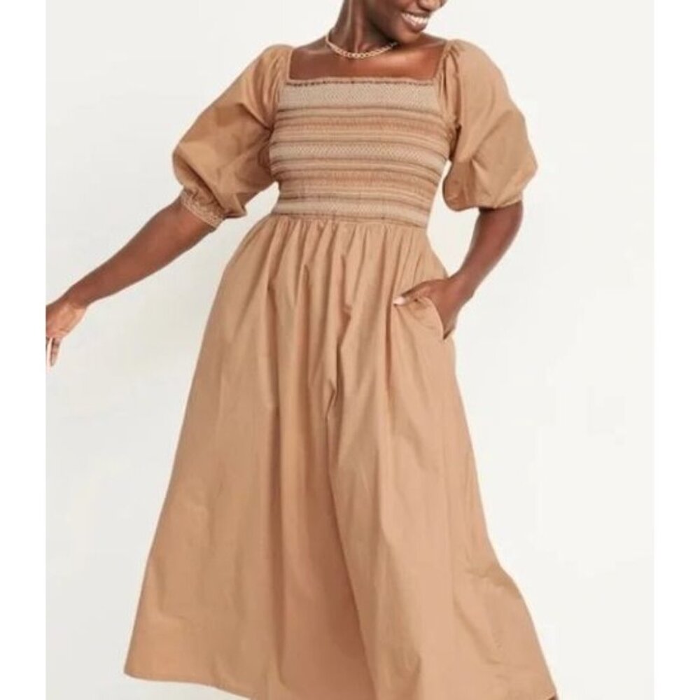 Women's Old Navy Fit & Flare Cotton-Poplin Smocked Dress 4X Off Shoulder NWT - Picture 1 of 13